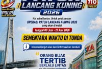 Keterangan Foto: Pengumuman resmi, Operasi Patuh Lancang Kuning 2026 ditunda sementara waktu. (Ilustrasi: Ditlantas Polda Riau)