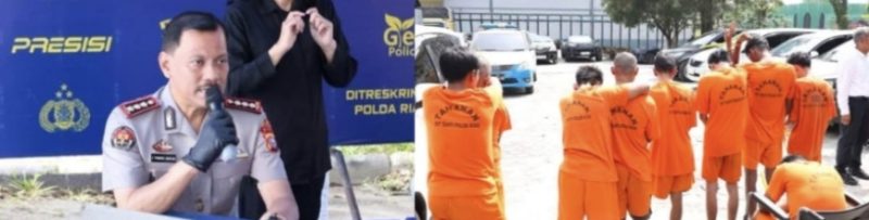 Keterangan Foto : Polda Riau menggelar konferensi pers pengungkapan kasus begal sadis dan sindikat curanmor, Senin (15/6/2026).