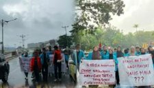 Keterangan Foto: Ratusan mahasiswa dari Al-Azhar dan STIE Riau memadati kawasan Gedung DPRD Provinsi Riau dalam aksi unjuk rasa, Rabu. (Dok. Ist)