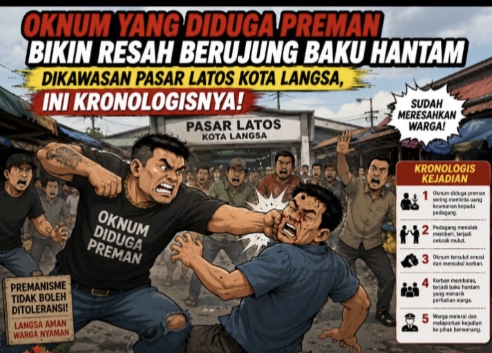 Keterangan foto : Tangkapan layar unggahan prilaku oknum premanisme di sebuah pasar. 