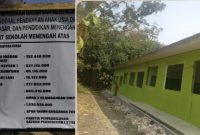 Keterangan foto: Plang proyek revitalisasi SMAN 2 Blambangan Umpu terpampang di lokasi pengerjaan. 
