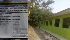 Keterangan foto: Plang proyek revitalisasi SMAN 2 Blambangan Umpu terpampang di lokasi pengerjaan. 