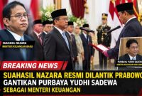 Keterangan foto: Presiden Prabowo Subianto melantik Suahasil Nazara sebagai Menteri Keuangan.(dok.ist) 