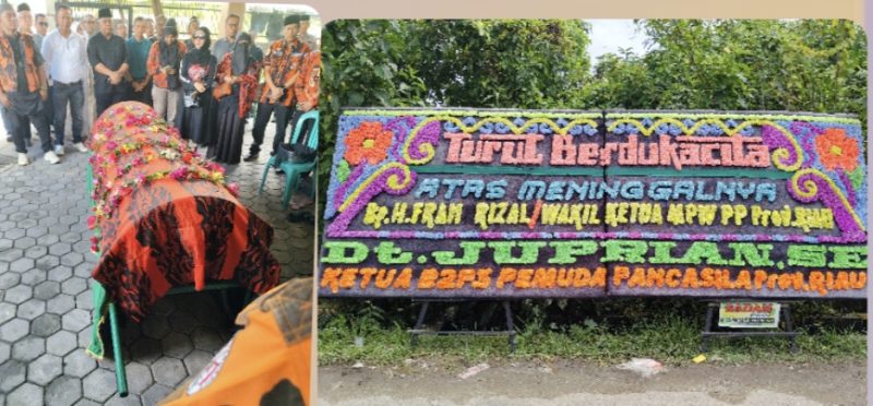 Keterangan foto: Pelepasan jenazah almarhum Frans Rizal di halaman rumah duka.